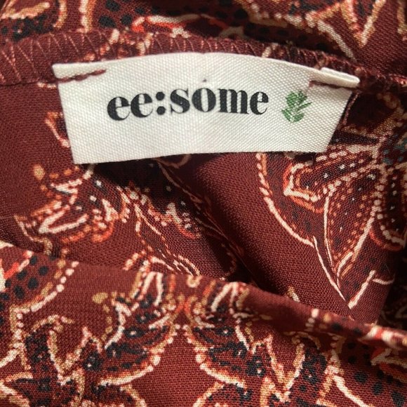 ee:Some Lovely Tunic Blouse Burgundy Geometric Boho Bell Sleeves Size Large - Picture 7 of 9